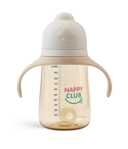 Бутылочка-поильник 300 мл, 0-3 года (серо-бежевая)